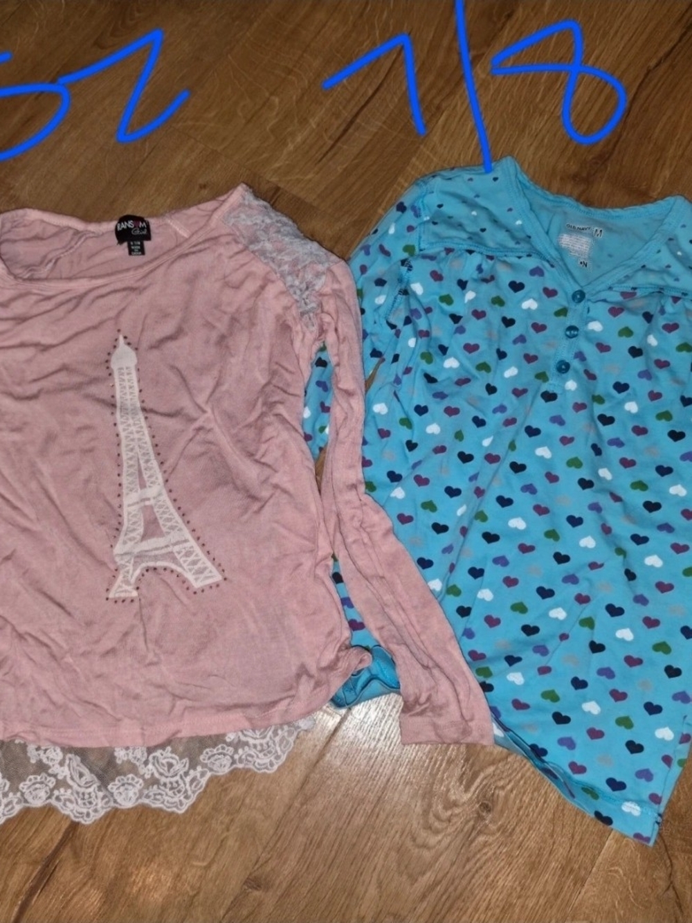 Danskin Girls Long Sleeve Pink Eiffel Tower Tee